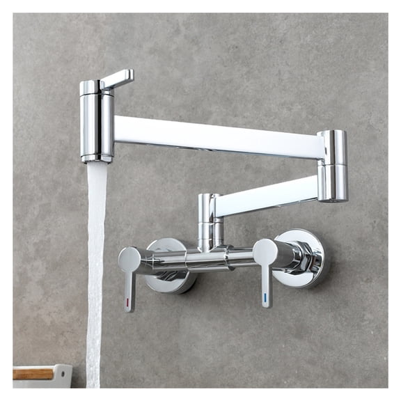 Wall Mounted Foldable Kitchen Faucet Hot And Cold Single Hole Sink Tap Rotate Folding Spout Brushed Gold Brass Pot Filler Tap ,Easy to Use