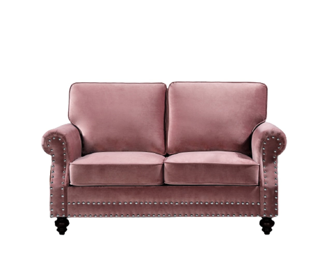 Uspridefurniture Feingold 61.4'' Velvet Rolled Arm Loveseat,Pink