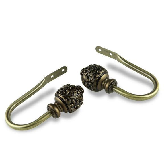Contemporary Home Living Set of 2 Gold Contemporary Curtain Rod Holdbacks 8.5"