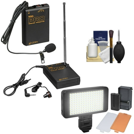 Azden WLX-PRO Wireless Lavalier Lapel Microphone System with LED Video Light + Cleaning Kit