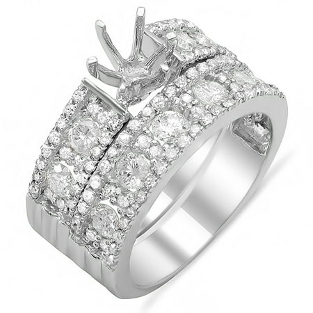 - Dazzlingrock Collection 1.33 Carat (ctw) 14K Round Diamond Semi Mount Ring Set 1 1/3 CT (No Center Stone), White Gold, Size 8