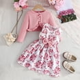 thumbnail image 2 of Girls Floral Dress Set 2 Piece with Cardigan, Pink Sleeveless Dress and Long Sleeve Outfit for Kids Kids 2-11 Years, Party or Everyday Wear,Size 3-4T, 2 of 5