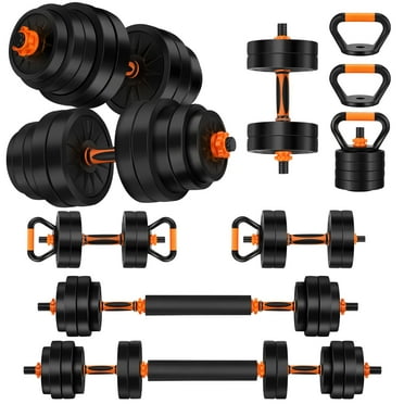 FIXTECH 66 Lbs Adjustable Dumbbell Set,  4 in 1 Weight Set, Dumbbell, Barbell, Kettlebell and Push-up, Home Gym Fitness Workout Equipment for Men and Women