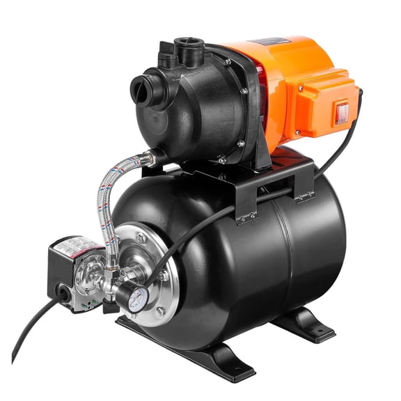 Shallow Well Pump 1HP with Pressure Tank, 1000 GPH Irrigation Booster Pump