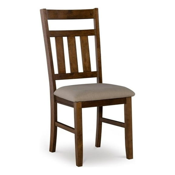 Maklaine Wood Set of 2 Upholstered Dining Side Chairs in Rustic Umber Brown