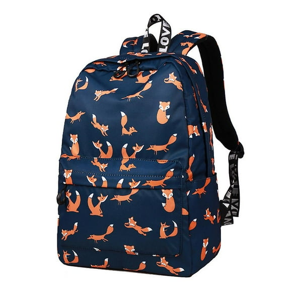 fox print backpack middle school student backpack