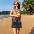 thumbnail image 3 of Fotbe Flower Meditating Rabbit Vestido de Verano sin Mangas para Mujer – Vestido Midi Línea A, Estilo Camiseta Floral, Vestido Playero Casual y Fluido, 3 of 7