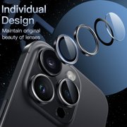 JETech Camera Lens Protector for iPhone 15 Pro 6.1-Inch and iPhone 15 Pro Max 6.7-Inch, 9H Tempered Glass Metal Individual Ring Cover, HD Clear, 3-Pack (Space Black)