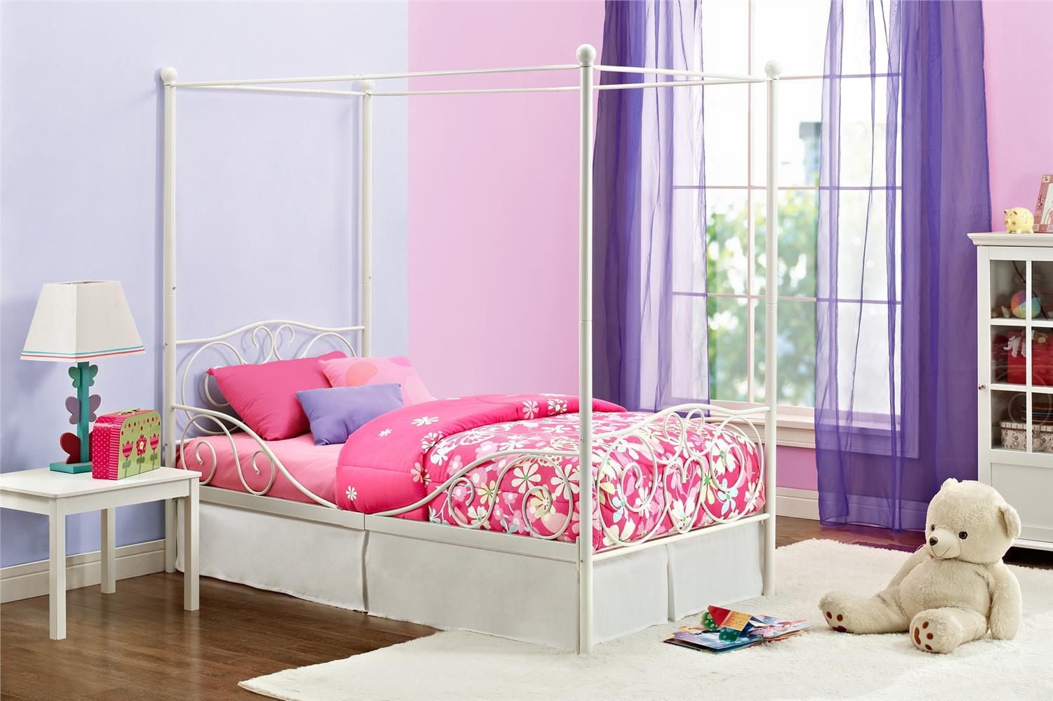 DHP White Twin Canopy Bed