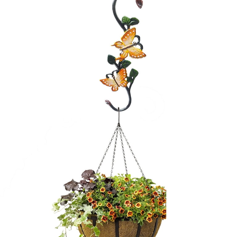 Cast Iron Plant Extension Hanger, Indoor Outdoor Home Garden S Hooks Plant Hanger with Butterfly for Hanging Plants, Flower Pots Baskets, Macrame
