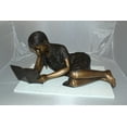 thumbnail image 5 of Girl Laying Reading a Book Bronze Statue, Hillhouse Elegant Sculpture for Home & Garden Decor - Timeless Art Piece for Living Room, Patio, or Library, 36"L x 17"W x 18"H, 5 of 13