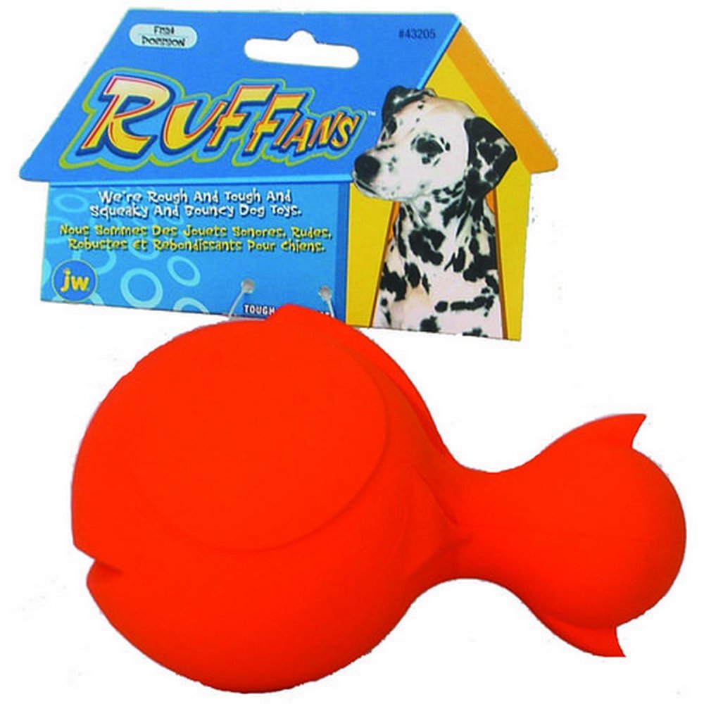 JW Ruffians Fish Rubber Dog Toy 6.5\" Long (Assorted Colors