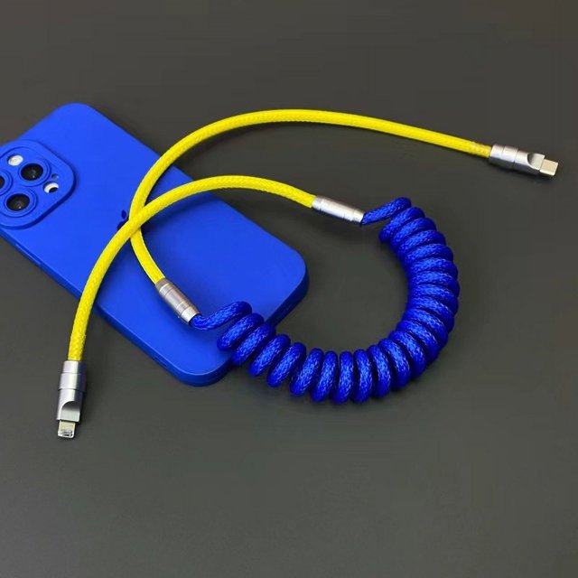 Nuevo cable de datos de expansión en espiral con resorte de 100 W, tipo C a C/Lightning, cable de carga súper rápida para Apple, iPad, Android, Samsung y Xiaomi