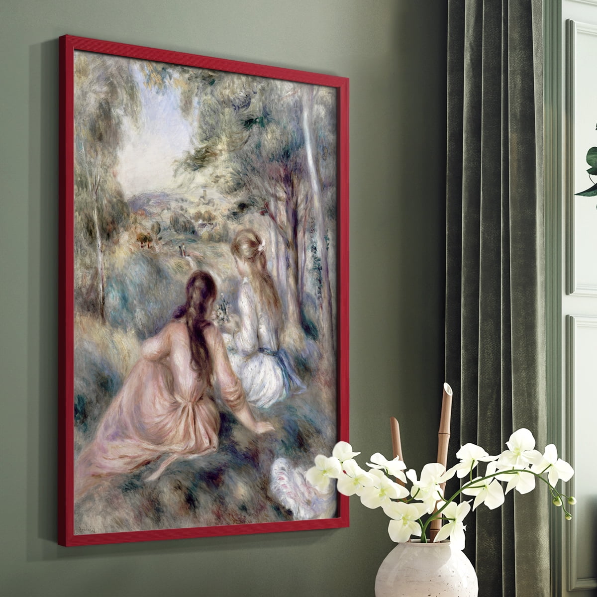 In The Meadow in Red Solid Wood 8 x 10 Framed Print