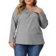 thumbnail image 1 of Blusas de mujer de tallas grandes Agnes Orinda, camisetas de manga larga con cuello acanalado y recogido, blusas sueltas y casuales, 4X gris, 1 of 6