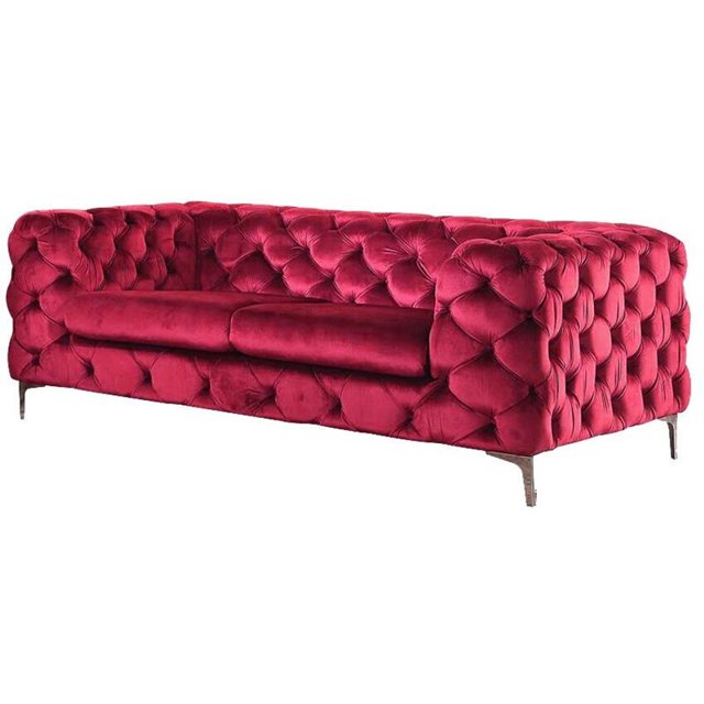 ACME Adam Causeuse en Velours Capitonné Rouge
