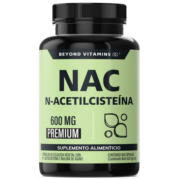 Beyond Vitamins | Nac N- acetil Cisteína 600mg Ultra-premium Con Inulina De Agave (prebiótico Natural) | N-acetyl Cysteine - Antioxidante - Detox - Vitaminas Mujer / Hombre - (180 Cápsulas)