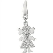 Women's Diamond Accent Sterling Silver Girl Charm Clip-On Charm