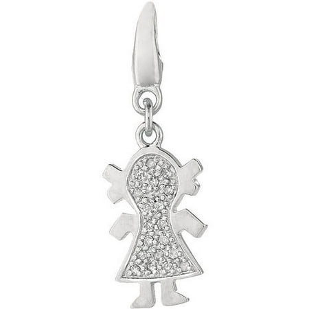 Women's Diamond Accent Sterling Silver Girl Charm Clip-On Charm