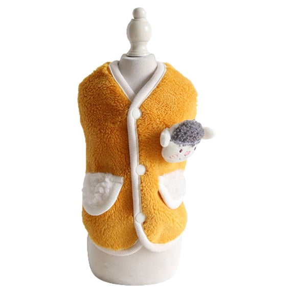 Cute XS-XL Warm Sheep Pattern for Small, Medium Dog Soft Dog Supplies Pet Winter Coat Puppy Vest Cat Costume YELLOW XS