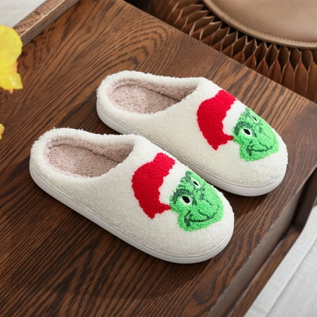 

Clearance! Grinch Slippers Christmas Slippers for Women Men Soft Plush Fuzzy Winter Holiday SlippersMemory Foam Slippers Cozy Fluffy Fall Winter Home Slippers (Green 36)