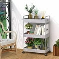 thumbnail image 6 of 3 Tier Rolling Storage Cart with Wheels Slim Craft Nail Makeup Snack Art Baby Utility Cart Organizer on 2 Lockable Wheels for Bathroom Laundry Room Kitchen Bedside Narrow Spaces, Gray, 6 of 8