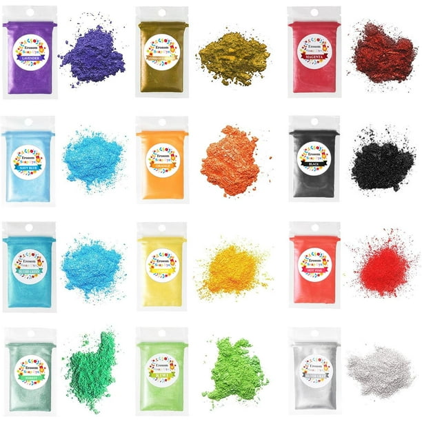 Juego de pigmentos de mica en polvo y jabón Erosom, 12 colores, 5 g cada uno