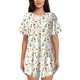 thumbnail image 1 of Balery Mini Wildflower Watercolor Conjunto de Pijama para Mujer con Estampado, Dos Piezas de Manga Corta y Shorts, Ropa de Dormir Suave con Cuello Redondo y Bolsillos-Small, 1 of 6