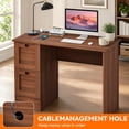 thumbnail image 6 of 43" Computer Desk with Power Outlets & 2 Drawers, Writing Studying Working Desk for Home Office, Walnut, 6 of 9