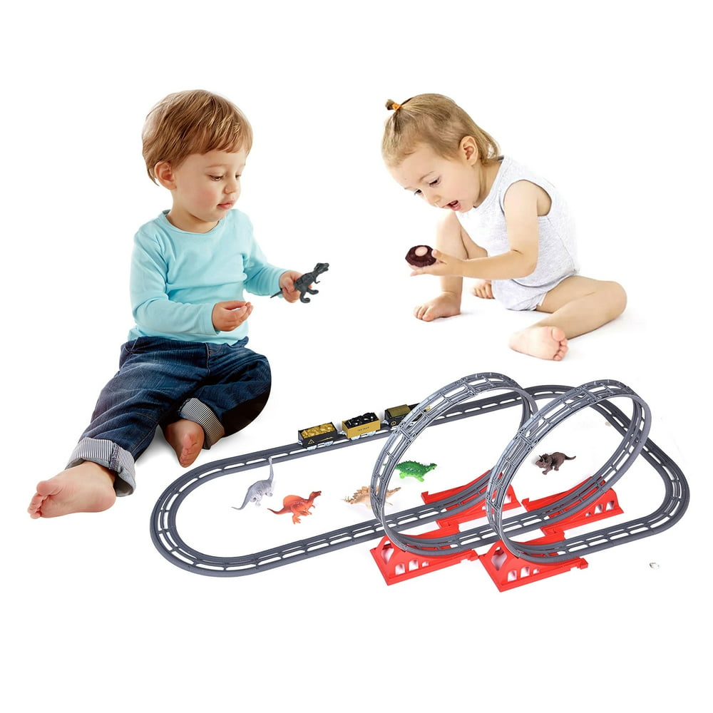 Kids Classic Battery Operated Electric Railway Train Car Track Set for