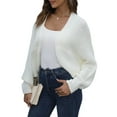 thumbnail image 2 of Cardigan Sweaters for Women Open Front Cropped Cardigan Sweater Long Sleeve Knit Bat Sweaters Shrug Top White M, 2 of 10