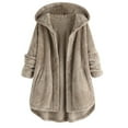 thumbnail image 2 of Turilly Plus Size Women Fleece Irregular Long Sleeve Button Pocket Hooded Coat, 2 of 9