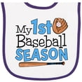 thumbnail image 2 of Inktastic My First Baseball Season in Blue Baby Terry Cloth Bib, 2 of 3