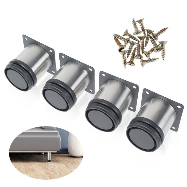 EIMELI Pieds de Meubles en Acier Inoxydable 4 Pcs Pied de Meuble en Métal Réglable pour Canapé Table Étagères Ensemble