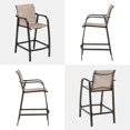 thumbnail image 4 of Pellebant Set of 2 Outdoor Counter Height Bar Stools  Aluminum Patio Bar Chairs,Espresso, 4 of 6