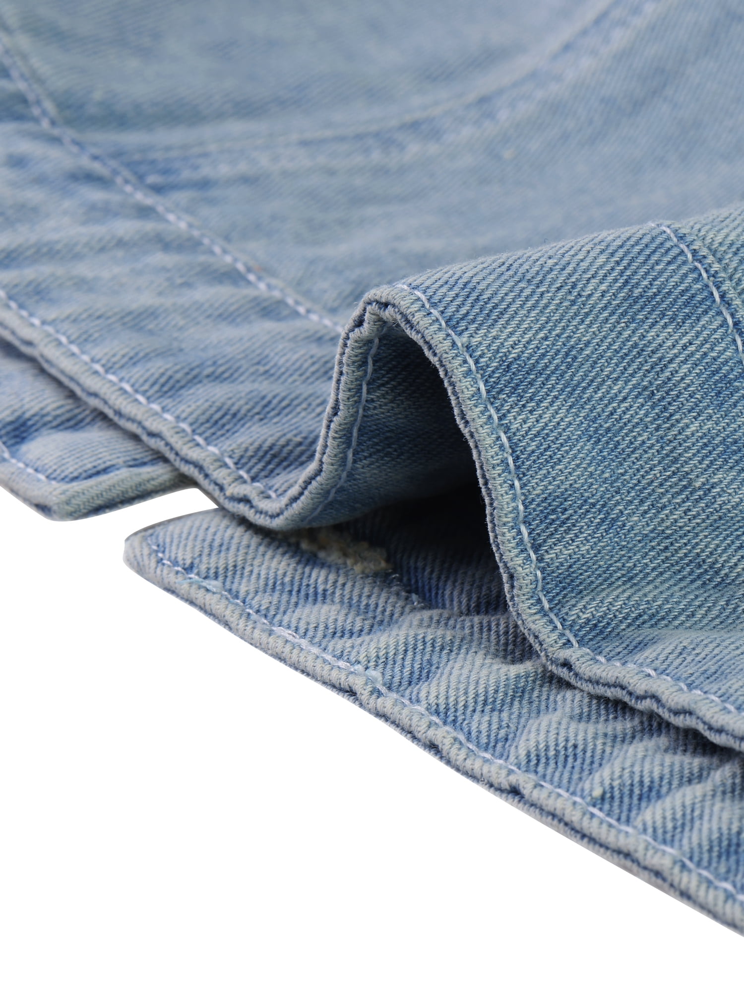 DARING DIVA Women's Short Sleeves Crop Button Down Denim Jacket M Light Blue