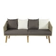 thumbnail image 6 of DecMode Woven Rope Wood Outdoor Sofa with Polyester Cushions and Slender Tapered Legs - Gray, 6 of 13