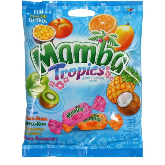 Mamba Tropics Fruit Chews Chewy Candy, 3.52 oz - (1 Pack)