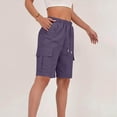thumbnail image 3 of BUIGTTKLOP Shorts for Women Summer Quick Dry Cargo Shorts with Pockets Outdoor Drawstring Knee Length Hiking Short, 3 of 5