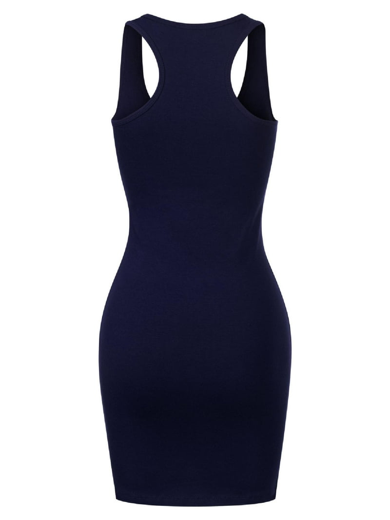 Made by Olivia Women's Fitted Sleeveless Sexy Body-Con Racer-Back Round  Neck Mini Dress - Walmart.com