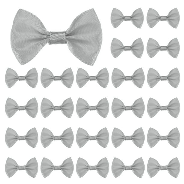 Uxcell 60-Pack Mini Lazo de Cinta para Manualidades 1.5x1 Pulgada de Tela a Cuadros de Satén para DIY Gris Claro