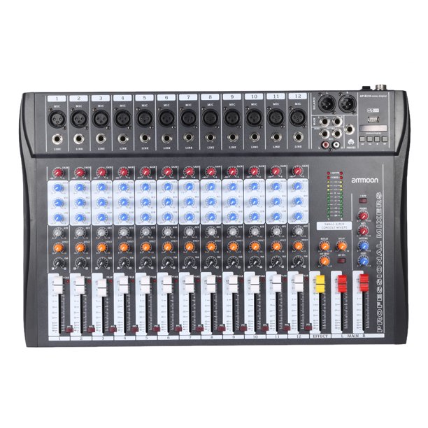 Ammoon 12 Channels Mixer Audio Mixing Mic Line Console USB XLR Input 3