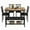 Brown+Black, variant on PORKISS Dining Table Set for 6, 6 Piece Dining Room Set with 4 PU Leather Chairs and Bench, Kitchen Dining Table and Bench Set with Storage Rack, Modern Kitchen Furniture Set for Home, Gray+Black