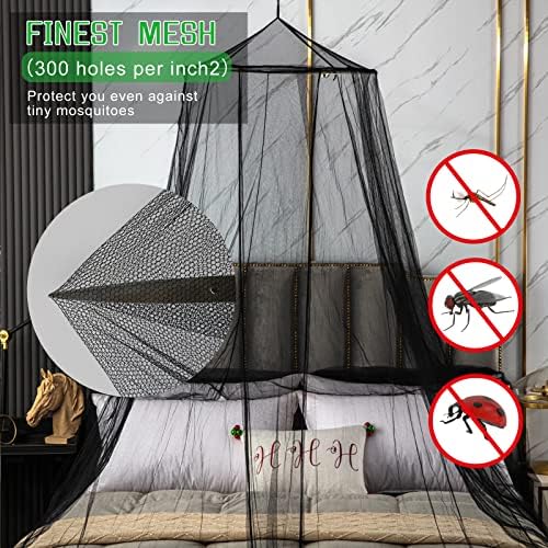 Mosquito Net Bed Canopy for Girls,King Canopy Bed Curtains Queen Size from Ceiling,Dome Mosquito Netting Bed Tent Twin Girls Canopy Bed Decor for Baby Crib,Kid Bed and Adult Beds (Black Dome)