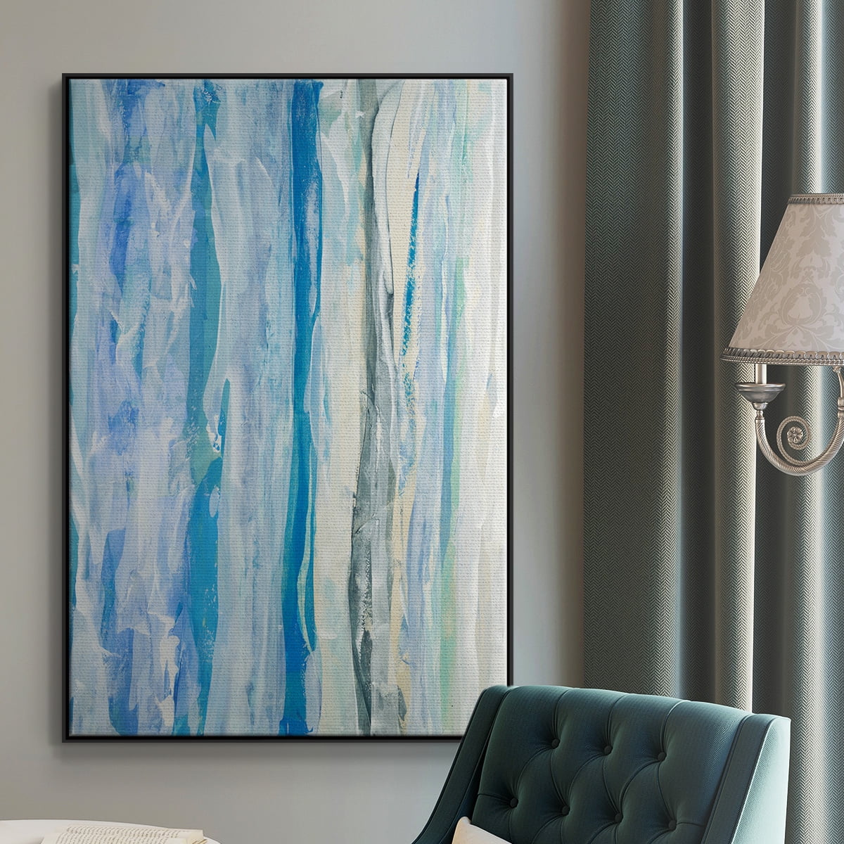 Swimming Ashore Framed Premium Gallery Wrapped Canvas - Ready to Hang - 17 x 25 - Black Floating Frame