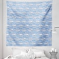 thumbnail image 1 of Ocean Blue Tapestry, Swimming Whales Mammal Deep Water Between the Waves Mariner Illustration, Fabric Wall Hanging Decor for Bedroom Living Room Dorm, 5 Sizes, Pale Teal White, by Ambesonne, 1 of 1