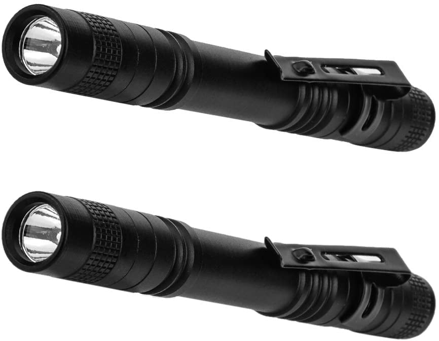 2PCS LED Pen Light Penlight,Ultra Bright Mini Pocket Pen Light,Torch Flashlight with Clip for Medical Doctor Nurse Students 3 Mode Powered By 2 x AAA Battery