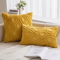 thumbnail image 4 of ShiYe toys Fundas de almohada de color amarillo mostaza de 18 x 18 pulgadas, juego de 2 fundas de almohada de lana sintética de felpa suave para sofá, almohadas decorativas de estilo bohemio de granja, 4 of 5