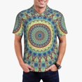 thumbnail image 2 of Balery Round Mandala1 Printed Men’s Short Sleeve Polo Shirt, Midweight Men's Shirt,Golf Polo shirts -Large, 2 of 8