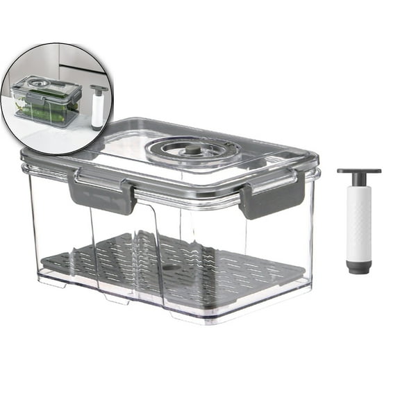 VQPeo Vacuum Sealed Food Storage Container with Pump, Airtight Transparent Kitchen Jar with Lock for Freshness, Freezing & Moisture-Proof Organization